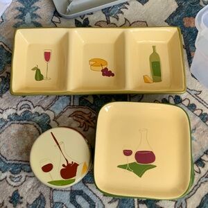 Elegant Cream and Green appetizer Set